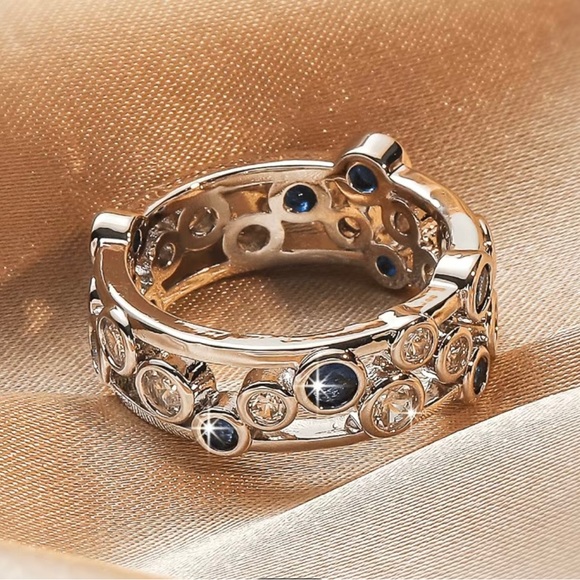 NWT Women’s Boho Vintage Inlaid Zirconia Sapphire Ring size 8 - Picture 1 of 4
